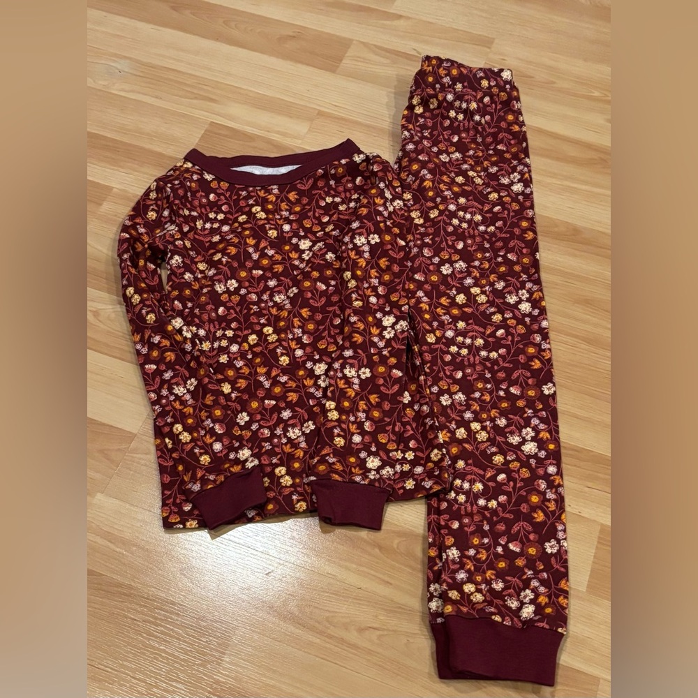 5/$25‎ Members Mark Floral Kids Pajamas Set - Burgundy